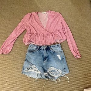 PacSun/L.A. Hearts top & Topshop Denim Shorts